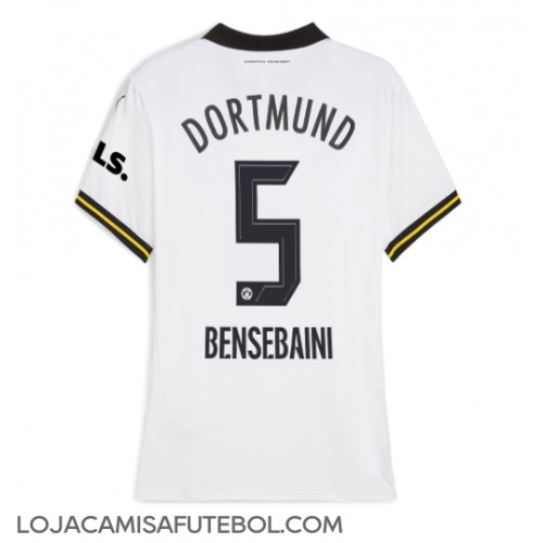 Camisa de Futebol Borussia Dortmund Ramy Bensebaini #5 Equipamento Alternativo Mulheres 2024-25 Manga Curta